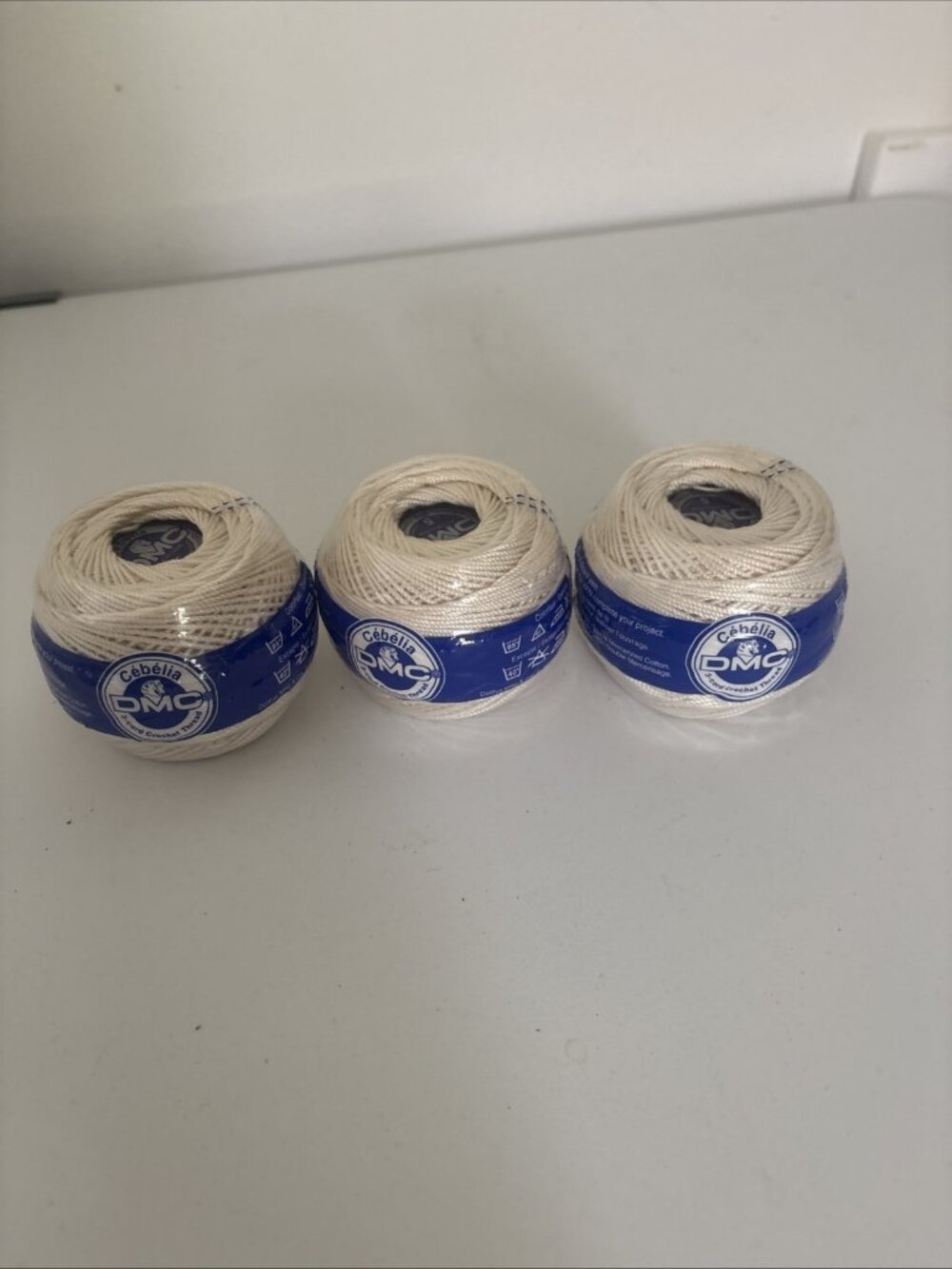 3x DMC Cebelia 3 cord Crochet Thread Color ECRU Size 5, 142 yds